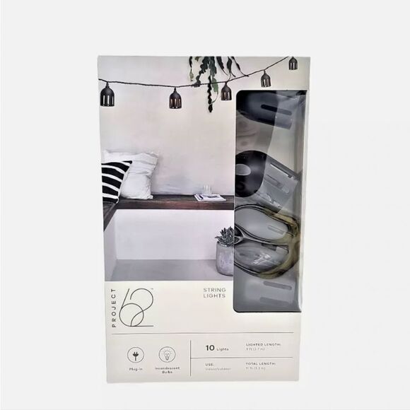10ct Incandescent Outdoor String Lantern Lights Black - Project 62™. - Picture 1 of 2